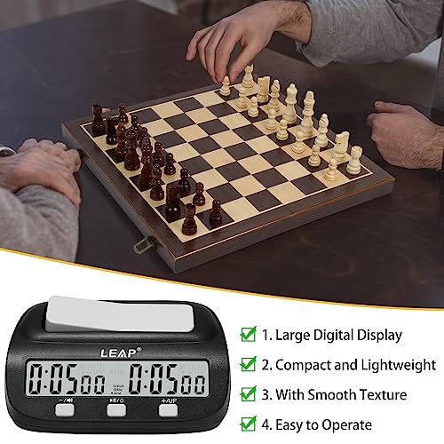 LEAP Chess Clock Digital Chess Timer Professional Chess Clock Timer with Time Bonus and Delay Features Great for Chess I-Go Upgraded Model - color: Black
