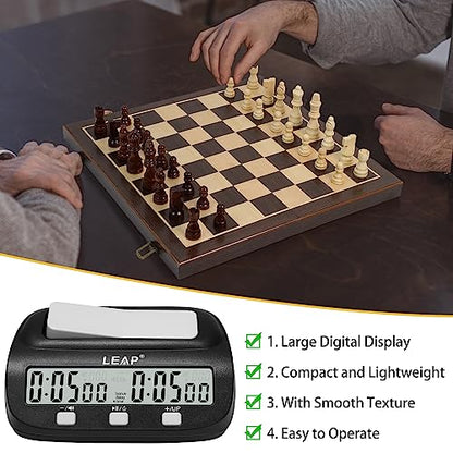 LEAP Chess Clock Digital Chess Timer Professional Chess Clock Timer with Time Bonus and Delay Features Great for Chess I-Go Upgraded Model - color: Black