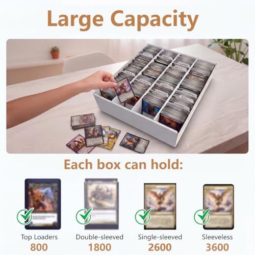 RLAVBL 2-Pack 3600 Count Trading Card Storage Box, 4 Row Cardboard Card Boxes with Dividers for Sports, MTG, TCG, Toploader - size: 2 Pack (4 Row)