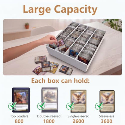 RLAVBL 2-Pack 3600 Count Trading Card Storage Box, 4 Row Cardboard Card Boxes with Dividers for Sports, MTG, TCG, Toploader - size: 2 Pack (4 Row)