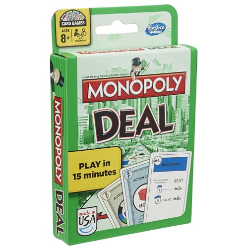 Monopoly Deal Card Game | Quick-Playing Card Game | Fun Games for Families and Kids | Ages 8 and Up | 2 to 5 Players | 15 Mins. | Travel Games