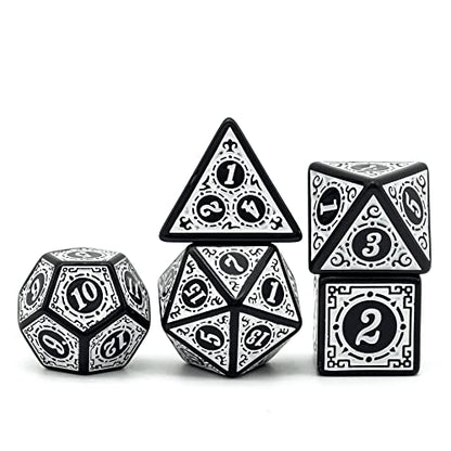 DND Dice Set -D&D Polyhedral Dice (7 Pcs) with Gift Leather Dice Bag for Dungeons and Dragons Role Playing Dice Games RPGs (Dice-White with Black Edge) - color: Dice-white With Black Edge