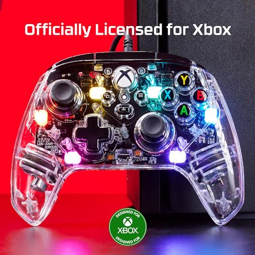 HyperX Clutch Gladiate RGB – Wired Controller, Officially Licensed by Xbox, Programmable RGB Lighting, Dual Trigger Locks, Programmable Buttons, Dual Rumble Motors, Clear - color: RGB