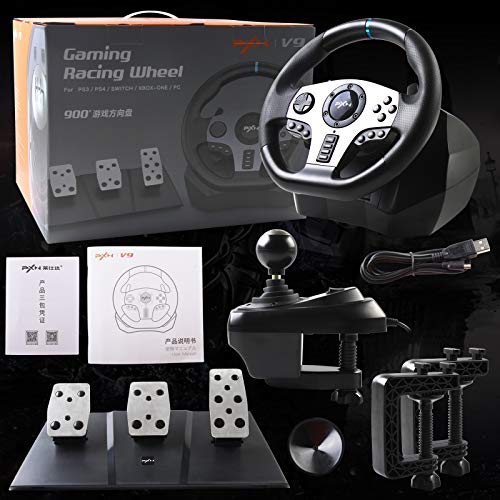 PXN V9 PC Game Racing Wheels,270°/900°Steering Wheel Gaming for PC With Pedals and Shifter,Driving Wheel for PS4 Xbox One, Xbox Series S/X, PS3,Switch