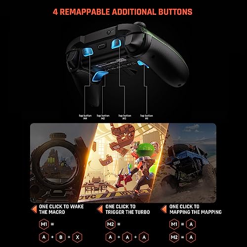 BIGBIG WON Wireless Controller Motion Control, Hall Trigger, ALPS Joystick, 3.5mm Audio, Gaming Controller for PC Windows/Android/iOS/Switch Pro Controller (Rainbow 2 Pro&Charging Dock) - color: 6.Rainbow 2 Pro with Charging Dock
