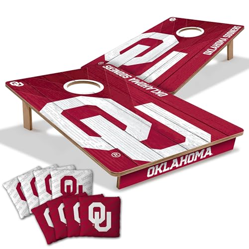 YouTheFan NCAA 2’ x 3’ Wood Cornhole Game with Logo Bags - color: Oklahoma Sooners