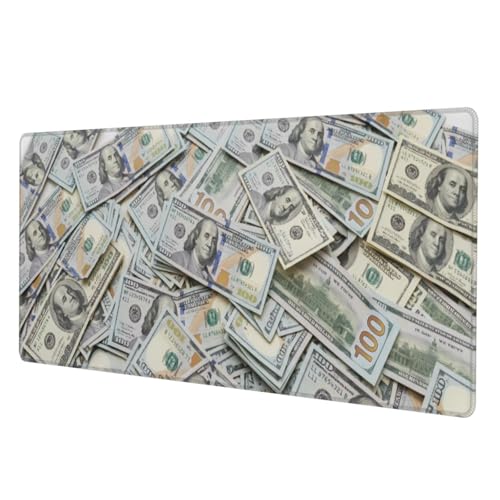 Money Pattern Gaming Mouse Pad, Large Extended Desk Mat (31.5x11.8 in), Non-Slip Rubber Base Stitched Edges Mousepad for Work Office Gaming & School - color: 3