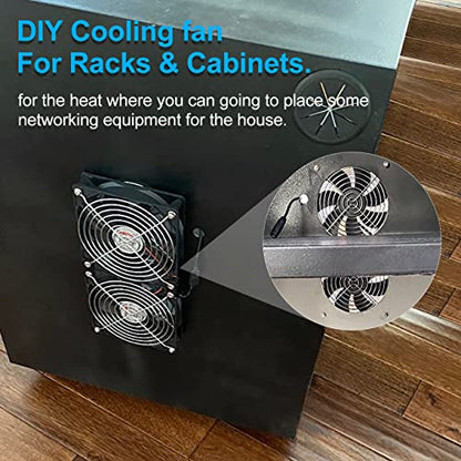 Wathai 120mm 240mm x 38mm Computer Fan with AC Plug Powerful Airflow | Dual Ball Variable Speed Controller AC 110V - 240V for CPU Mining Rig Machine Chassis Server Workstation Cabinet Cooling - style: 120mm x 2