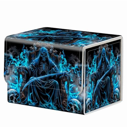 Strong Magnet Case Mtg Magic Deck Box Tcg Up to 200 Cards Creative Pattern Trading Card Storage Box for Collectible Card Games, Blue and Black Grim Reaper - color: Blue And Black Grim Reaper