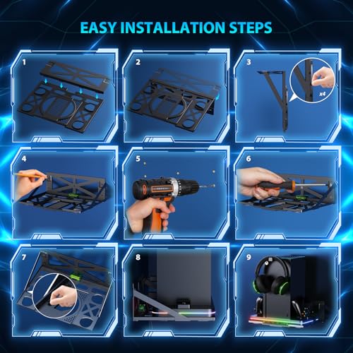 Wall Mount with Cooling Charging Stand for Xbox Series X/S, Luckit Vertical Dual Controller Charger Station Compatible Xbox Series X/S Console Accessories with Cooling Fan, 3 USB Ports&2 Headset Stand - size: Wall Mount + Cooling Charging Stand