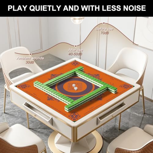 Mahjong Mat for Table with Rules, 31.5" x 31.5" Noise Reduction Non Slip Waterproof Mahjong Table Mat with Carrying Bag, Suitable for Mahjong, Poker, Board Games, Dominoes, and Card Games(Orange) - color: Yellow