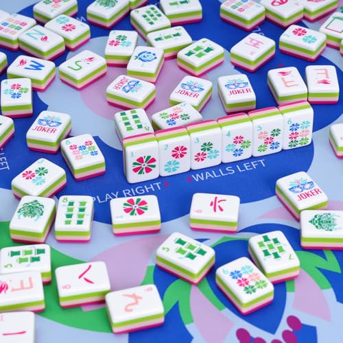 Jongyance American Mahjong Tile Set(4 Layer),160 Acrylic Engraved Mahjong Tiles, Mahjong Tiles Bag and Accessories - color: Magenta