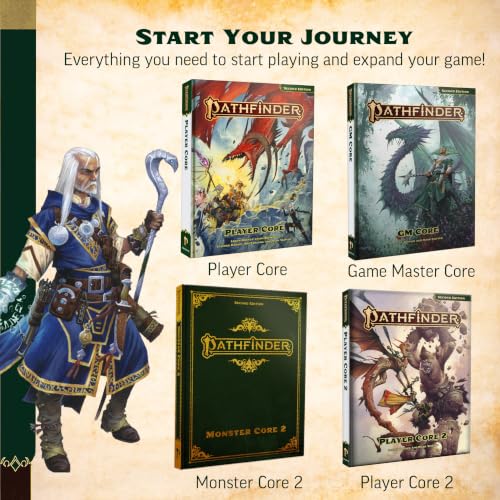 Pathfinder Player Core - Second Edition Remaster Hardcover Rulebook for Tabletop RPG, Complete Character Creation Guide with 8 Classes & Ancestries