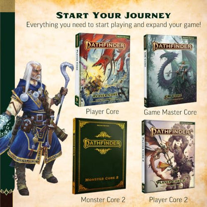 Pathfinder Player Core - Second Edition Remaster Hardcover Rulebook for Tabletop RPG, Complete Character Creation Guide with 8 Classes & Ancestries