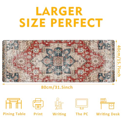 Desk Pad,Persian Style Textile Rug Texture Gaming Mouse Pad,31.5"X15.7" Extended Gaming Mouse Pad Mat with Stitched Edge Non-Slip Base Big Desk Mat for Office Keyboard Laptop - color: Rug Boho Style