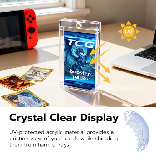 10-Pack Magnetic Booster Pack Case, Acrylic TCG Protector | Acrylic, UV Protection, One Touch Magnetic Closure, Fits Standard TCG Packs, Compatible With Sports Cards & Sealed Packs