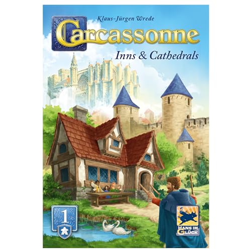 Carcassonne Inns & Cathedrals Board Game Expansion | Add Strategic Depth with New Land Tiles, Large Meeples & Pink Follower Set, Kids & Adults, Ages 8+, 2-6 Players, 45 Mins