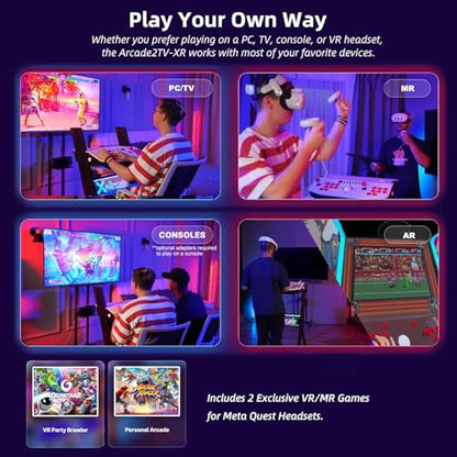 X-Arcade Arcade2TV-XR, Tankstick VR Controller, 2-Player Fightstick with Trackball, RGB Lighting, Meta Quest 3 Integration with Pinball FX and Arcade Ranger