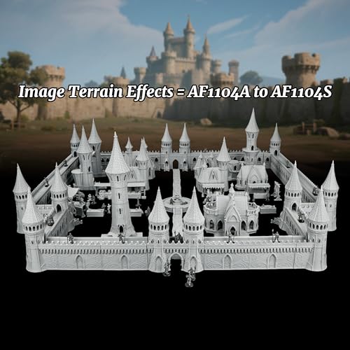DND Terrain RPG TTRPG Buildings - 25mm Scale Unpainted Gothic Wizard Tower with Bridge & Lookout Scenery, Stone Map Props for Dungeons and Dragons & Wargame - City Building 5 (AF1104 K) - color: Af1104 K City Building 5