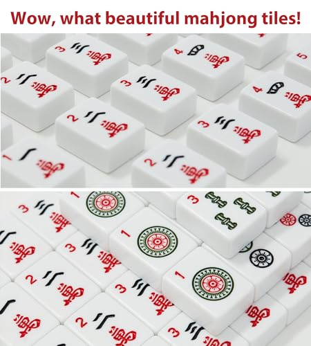 1.2" Mahjong Tiles Set with Carry Box, 166 American Mahjong Only (Blue) | mahjong tile set - color: Blue