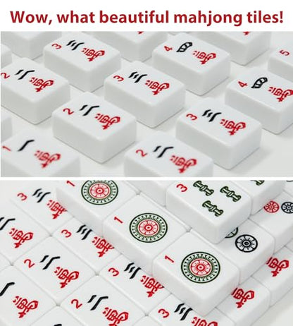 1.2" Mahjong Tiles Set with Carry Box, 166 American Mahjong Only (Blue) | mahjong tile set - color: Blue