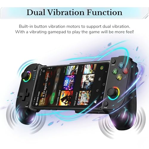 Digital Dynasty Bluetooth Mobile Gaming Controller for Switch, iOS, Android & Tablets, Wireless Gamepad with Adjustable Clip, Dual Vibration, Key Mapping Support