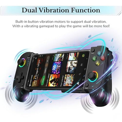 Digital Dynasty Bluetooth Mobile Gaming Controller for Switch, iOS, Android & Tablets, Wireless Gamepad with Adjustable Clip, Dual Vibration, Key Mapping Support