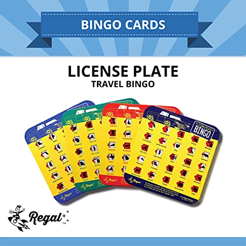 Regal Games Finger-Tip Shutter Bingo Cards with Sliding Windows - License Plate & Bingo Travel Game Set for Adults & Kids - Reusable, No Chips & Daubers Needed - 4 Packs - Yellow - color: Yellow