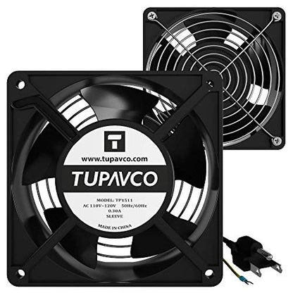 Network Cabinet Fan (2pc Kit) Pair of 120mm 4in Fans 110V - Tupavco TP1511 | Dual fan kit for 19in network cabinets - easy rackmount muffin fan for high performance cooling at 110CFM, 120mm/4in size