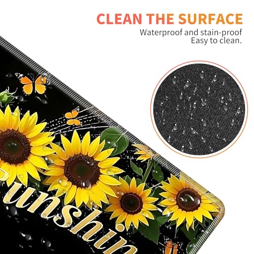 Large Gaming Mouse Pad Set with Wrist Support – 31.5" x 11.8" 4-in-1 XXL Mousepad with Keyboard Wrist Rest, Mouse Wrist Rest & Coaster – Ergonomic Desk Mat for Office, Home – Sunflower - color: Sunflower
