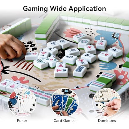 32.4x32.4 Inch Coastal Mahjong Mat 3MM Noise Reduction | Beach Funny Style with Carrying Bag Non-Slip No Creases Gaming Mat for Mahjong Poker Card Board Games Dominoes - color: Beige