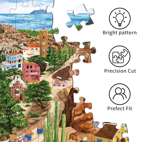 1000 Piece Jigsaw Puzzles for Adults, Mining Town Cliff Puzzle with 1:1 HD Poster, Precise Interlocking, Letter Markings on Back, Dust-Free, Stress Relief & Ideal Family Game Gift - color: Mining Town Cliff