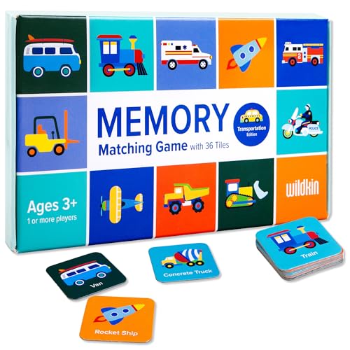 Wildkin Memory Matching Game – 18 Educational Pairs for Toddlers & Preschool - Transportation - style: Transportation