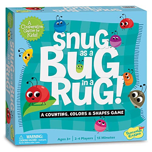 Peaceable Kingdom Snug as a Bug in a Rug Award Winning Cooperative Preschool Skills Builder Game for 2 to 4 Kids ages 3+ | Cooperative preschool game—match colors, shapes and counts to tuck the bugs in before the stink bugs sneak in, ages 3+
