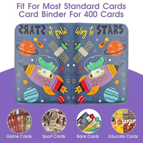 4-Pocket Card Binder with 50 Removable Pages, Holds 400 Cards | Fits trading, sports, gaming and collectible cards. Great for boys and girls to organize and protect collections(Stars) - color: Way to Stars