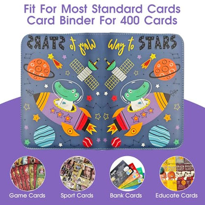 4-Pocket Card Binder with 50 Removable Pages, Holds 400 Cards | Fits trading, sports, gaming and collectible cards. Great for boys and girls to organize and protect collections(Stars) - color: Way to Stars