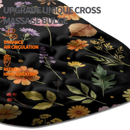 Ergonomic Slope Mouse Pad Wrist Support, Wrist Rest Mousepad for Carpal Tunnel Pain Relief with Massage Bulge and Slow Rebound Memory Foam (12x8 inch, Flowers and Leaves) - color: AM042-Flowers and leaves
