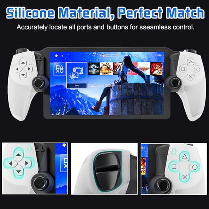 FUNDIARY Anti-Slip Silicone Skin for Ps5 Controller, PS5 Controller Accessories, Soft Protective Cover Case for PlayStation 5 Control Grip, Shockproof Grip Case with 4 Thumb Caps(White) - color: White with Whte Handle Grips