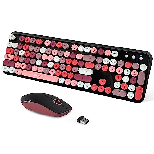 2.4GHz Wireless Keyboard and Mouse Set with Switch Button - Full-Size Keyboard - Compatible for Windows/Laptop/PC/Notebook/Smart TV and More - Black Colorful - color: V2030 Black Colorful