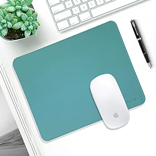 MelVan PU Leather Mouse Pad with Stitched Edge, Wood Mousepad, Waterproof Gaming Mouse Pad Mat for Computers, Laptop, Office & Home, 10.2" x 8.3", 1 Pack (Azury) - color: Azury