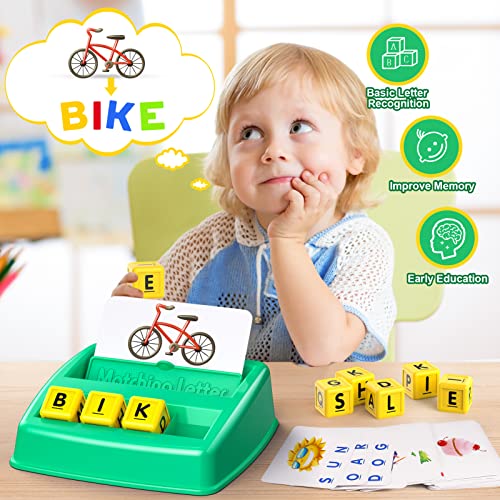 Toys for 3-8 Year Olds Boys Girls, Matching Letter Game Educational Games for Kids Ages 3-8 Easter Birthday Gifts for 3-8 Year Olds Boys Girls Preschool Kindergarten Educational Spelling Toys Green - color: Green