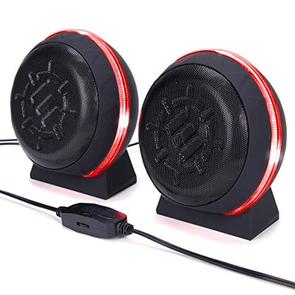 ENHANCE SL2 USB Gaming Speakers for PC with LED Red Light, 3.5mm Wired Connection and in-Line Volume Control, 2.0 Stereo Sound System - USB Computer Speakers for Monitor, Laptop, PC - color: Red