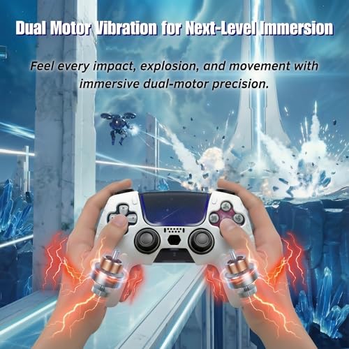 NexoGame Wireless Controller for PS5 with 3D Hall Effect Joysticks, Bluetooth 5.0 Gamepad with Motion Control, Dual Vibration, USB C Rechargeable Design, Compatible with PS5 Console and Windows PC Gaming (Galaxy White) - color: Galaxy White
