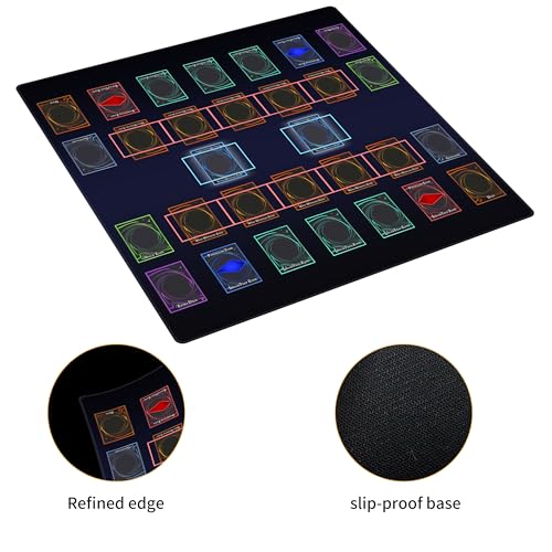 Stitched for Yugioh Playmat, 2-Player, Master Rule Duel Field Zones, Large Card Game Mat, Original Art Designs & Accessories (Basic4) - color: Basic4