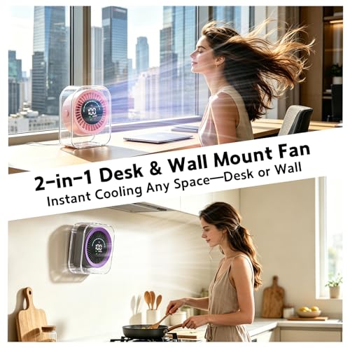 Desk Fan Small Quiet, Rechargeable USB Table Fan with Turbo Airflow, 100 Speeds LED Display, 360° Rotation, Portable Battery Powered Desktop Fan for Bedroom Home Office Travel, Grey - color: Grey