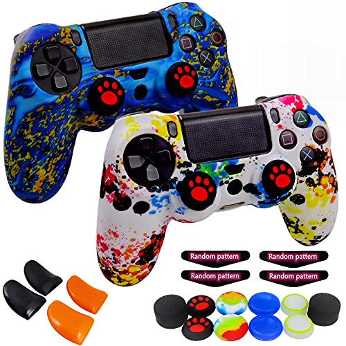 Silicone Skin for Ps4 Controller, 2pcs Anti-Slip Shell Cover Case with 10 Joystick Grips, 2 Pairs L2 R2, 4pcs Led Light Bar Skin for Playsation 4/ Slim/Pro Dualshock 4 Controller Wireless Gamepad - color: PS4 controller #5