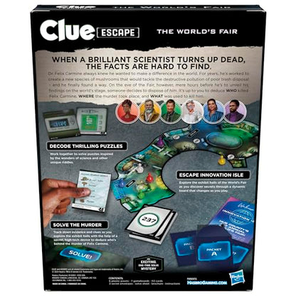 Clue Escape: The World’s Fair Board Game | Escape Room 1-Time Solve Mystery Games | Ages 10+ | 1 to 6 Players | 90 - 120 Mins.| Family Games