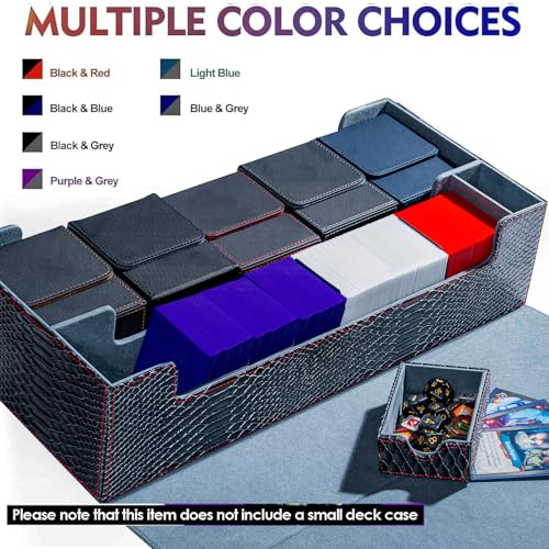 MTG Card Storage Box TCG Deck Case Holds Fits 5 Windows Decks Card Box Or 1800+ Sleeved Cards for MTG, YuGiOh, Uno, TCG, Trading Cards with Mat Case and Strong Magnet Closure (Black) - color: B-Black - 1800 Cards