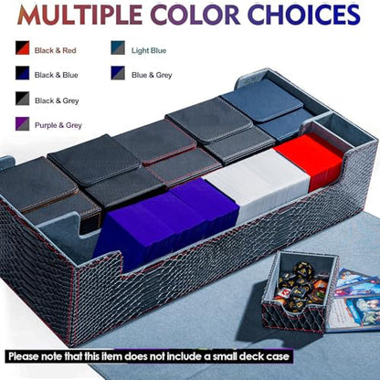 MTG Card Storage Box TCG Deck Case Holds Fits 5 Windows Decks Card Box Or 1800+ Sleeved Cards for MTG, YuGiOh, Uno, TCG, Trading Cards with Mat Case and Strong Magnet Closure (Black) - color: B-Black - 1800 Cards