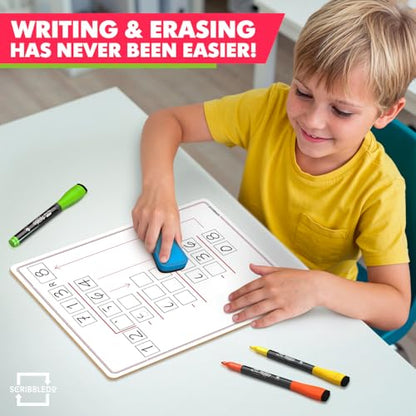 SCRIBBLDO 11”x14” Double-Sided Division Dry Erase Board Math Practice Whiteboard with Boxed Layout 2-Digit Divisors Reusable Learning Tool for Teachers Classrooms Homeschool & Special Education